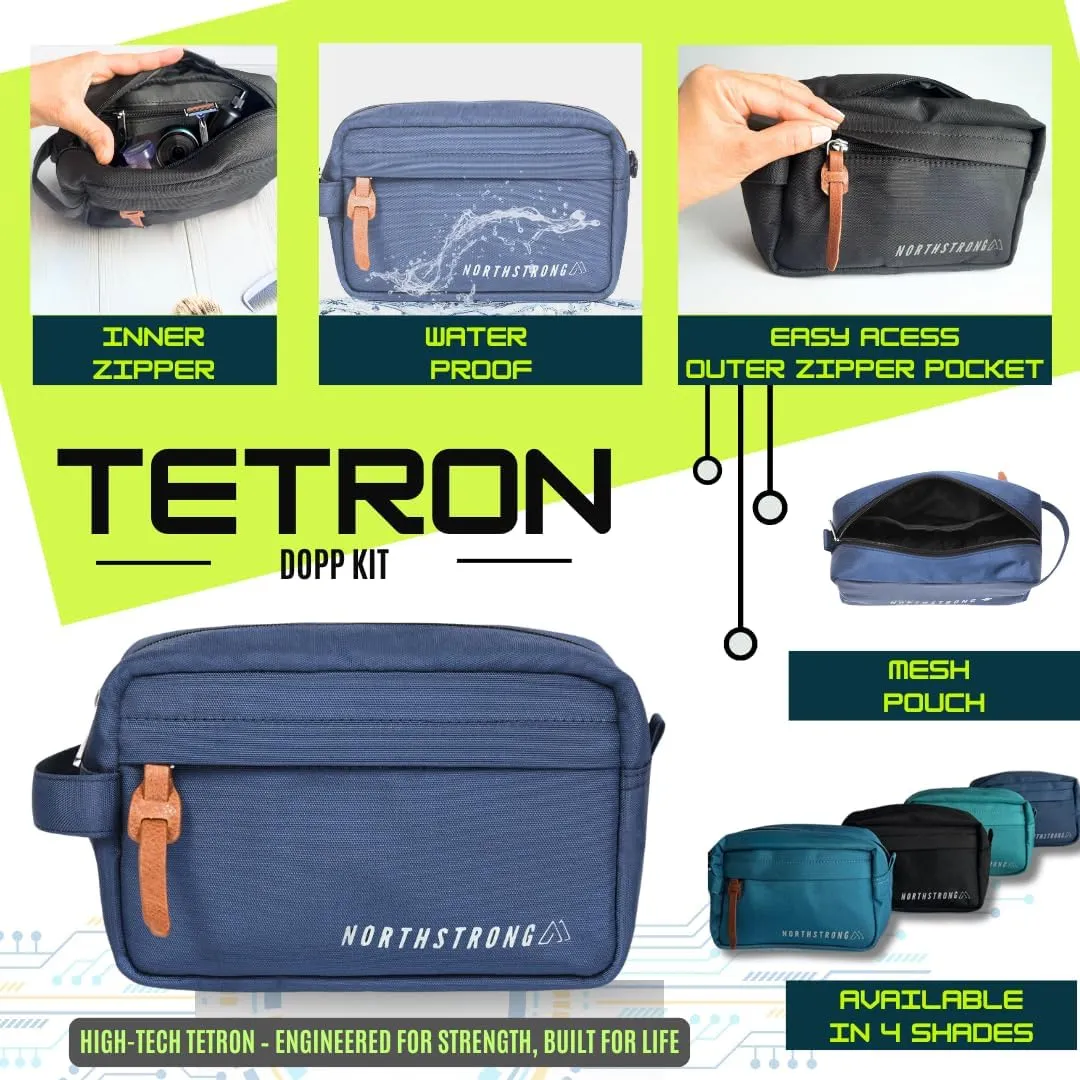 Tetron Toiletry Bag for Men & Women, Water Resistant Dopp Kit Cosmetic Bag Travel Accessories, Shaving Kit Organizer, Midnight Blue