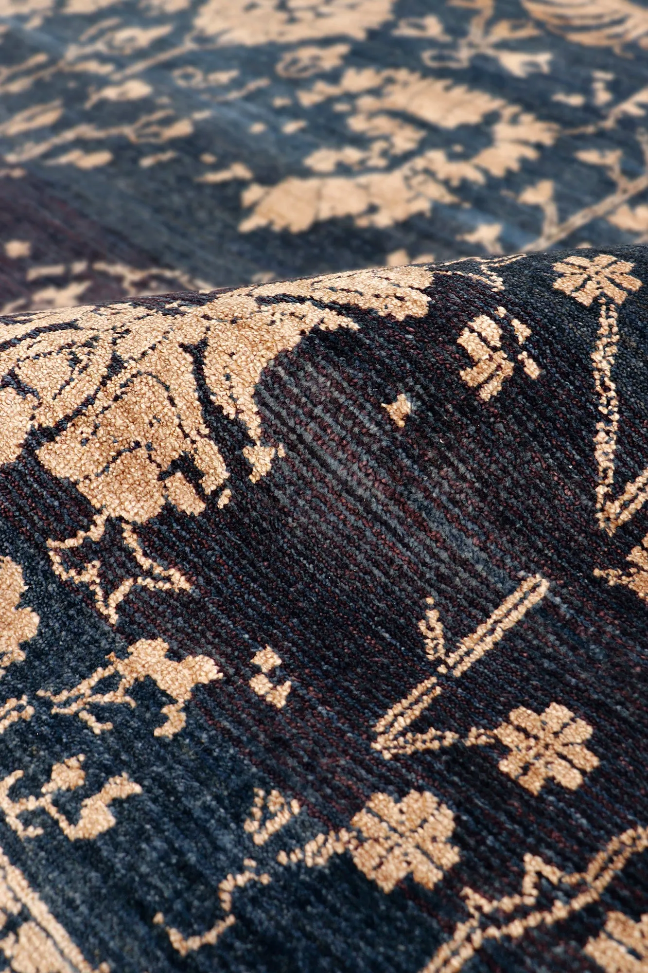 Transitional Collection Hand-Knotted Blue Bsilk & Wool Area Rug- 8' 0" X  9'10"
