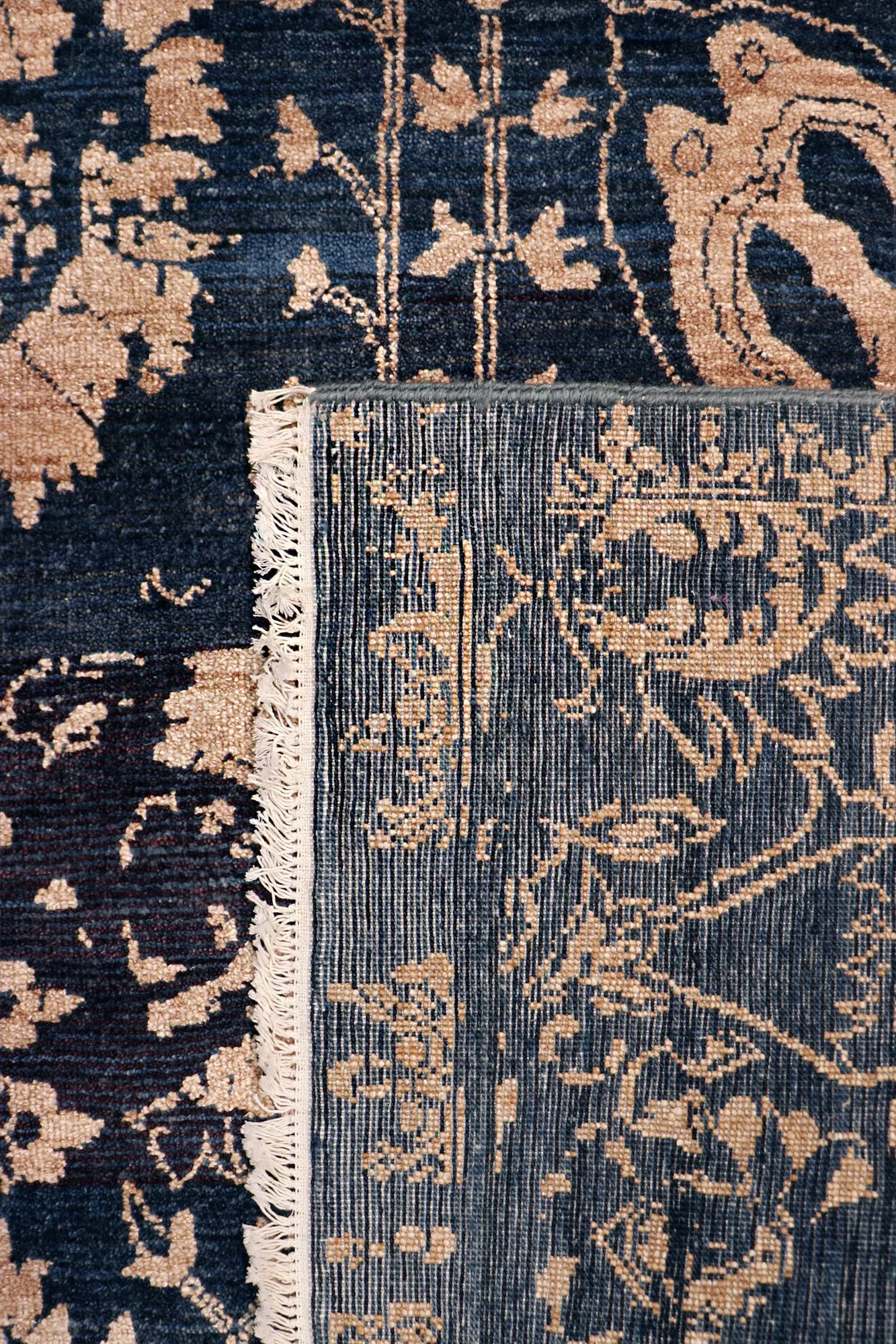 Transitional Collection Hand-Knotted Blue Bsilk & Wool Area Rug- 8' 0" X  9'10"