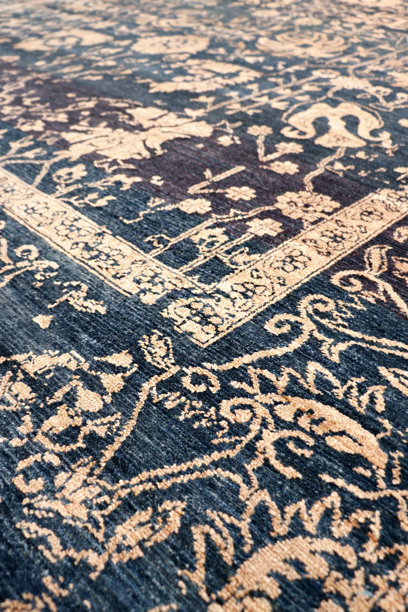 Transitional Collection Hand-Knotted Blue Bsilk & Wool Area Rug- 8' 0" X  9'10"