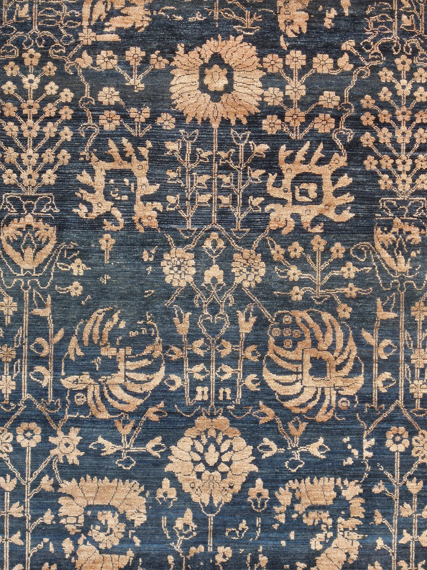 Transitional Collection Hand-Knotted Blue Bsilk & Wool Area Rug- 8' 0" X  9'10"
