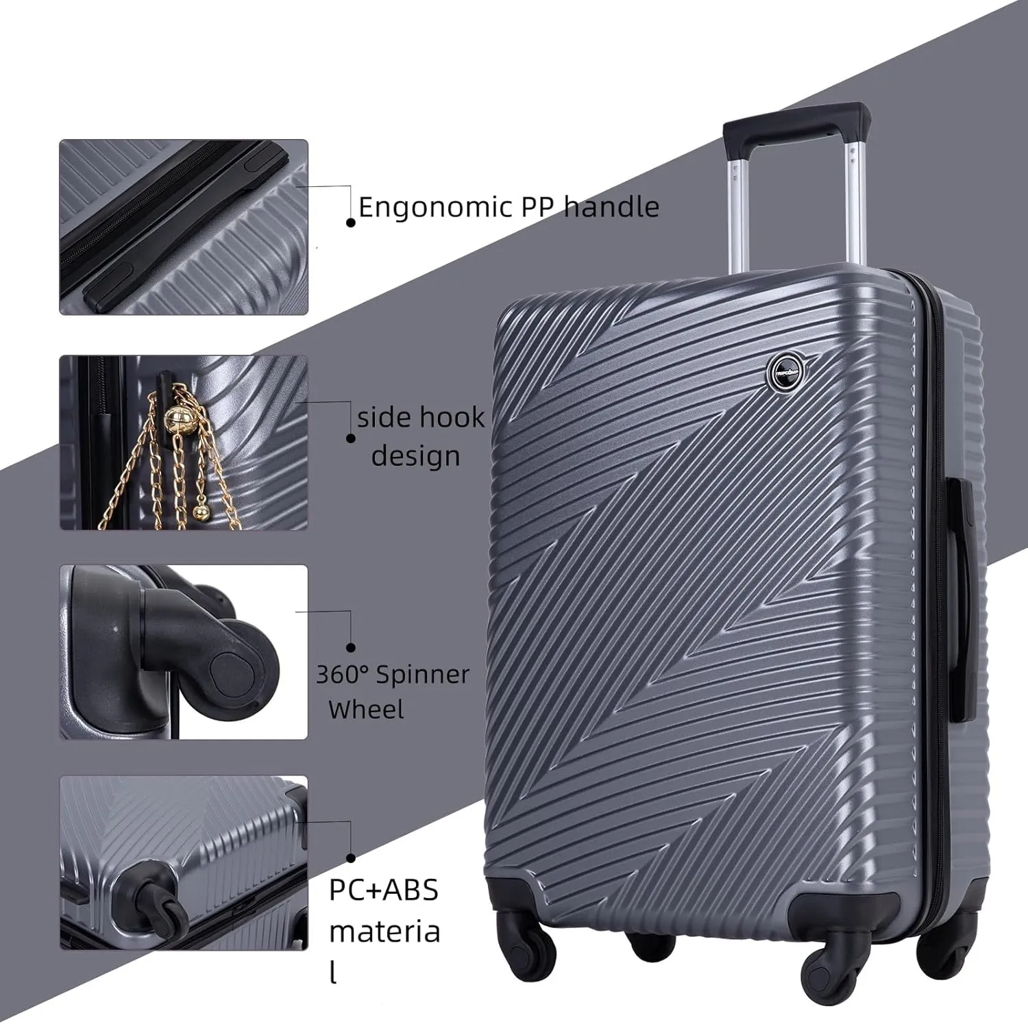 Travelhouse Hardshell Luggage Set,3 Piece Hardside Suitcases Set with Spinner Wheel,Lightweight Carry-on luggage