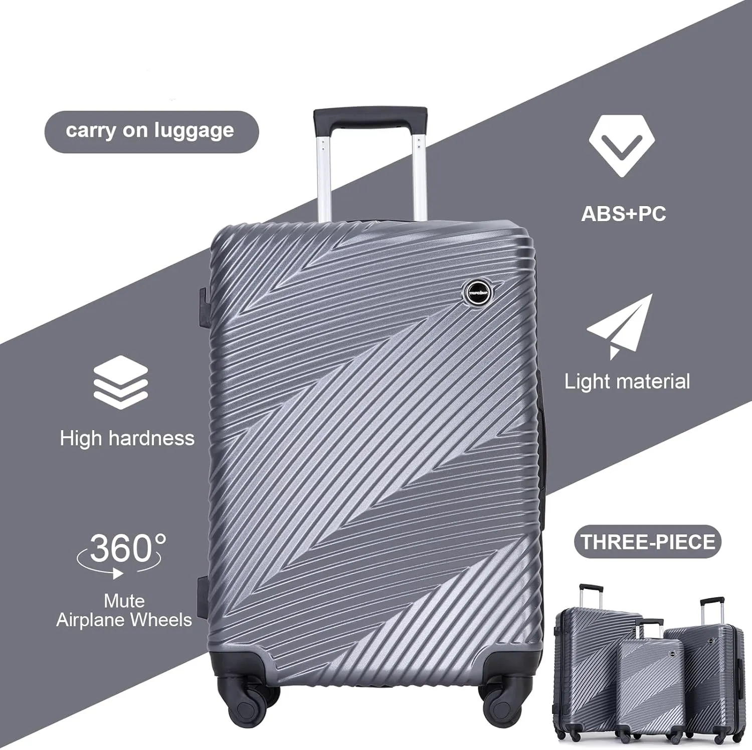 Travelhouse Hardshell Luggage Set,3 Piece Hardside Suitcases Set with Spinner Wheel,Lightweight Carry-on luggage