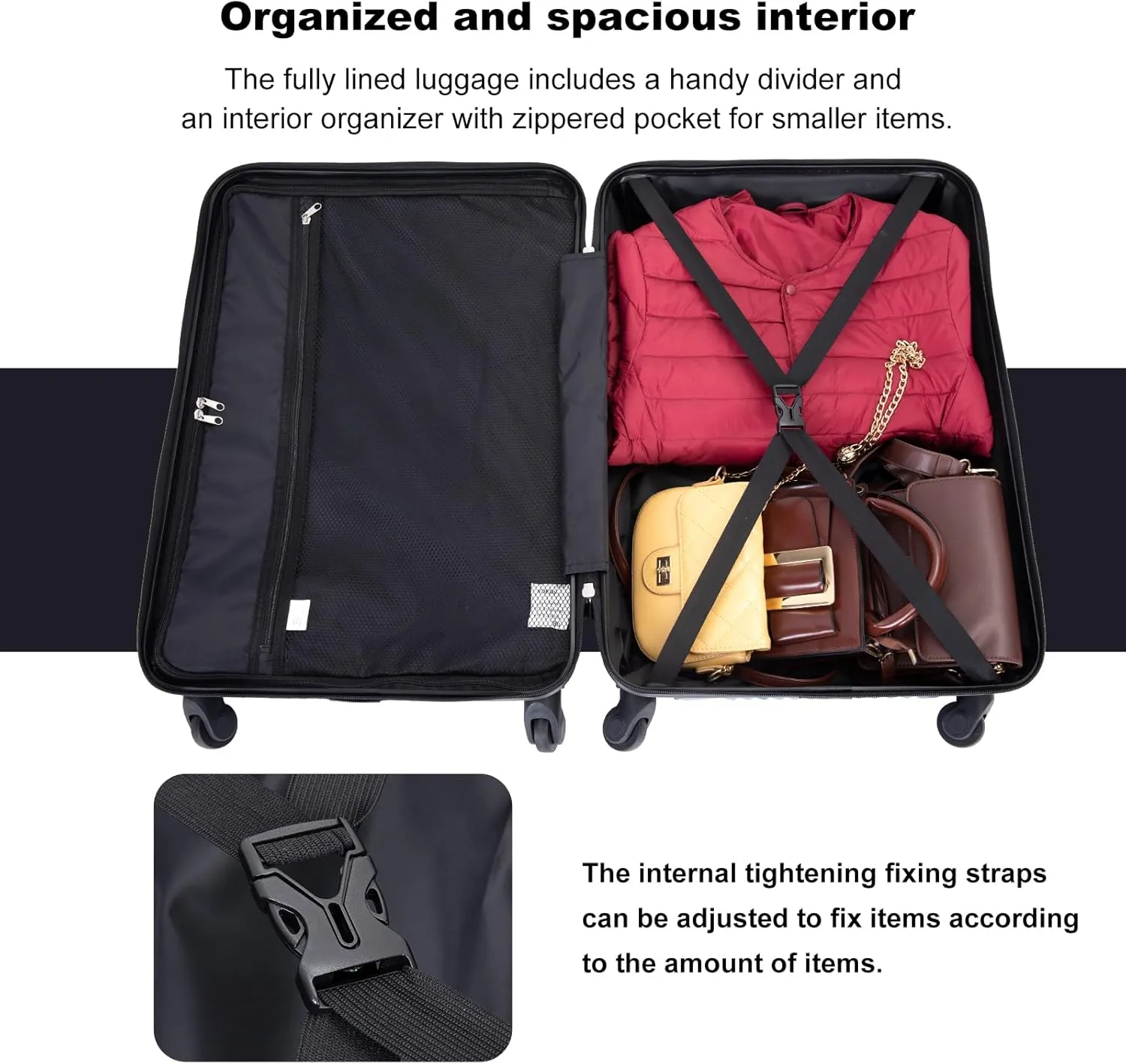 Travelhouse Hardshell Luggage Set,3 Piece Hardside Suitcases Set with Spinner Wheel,Lightweight Carry-on luggage