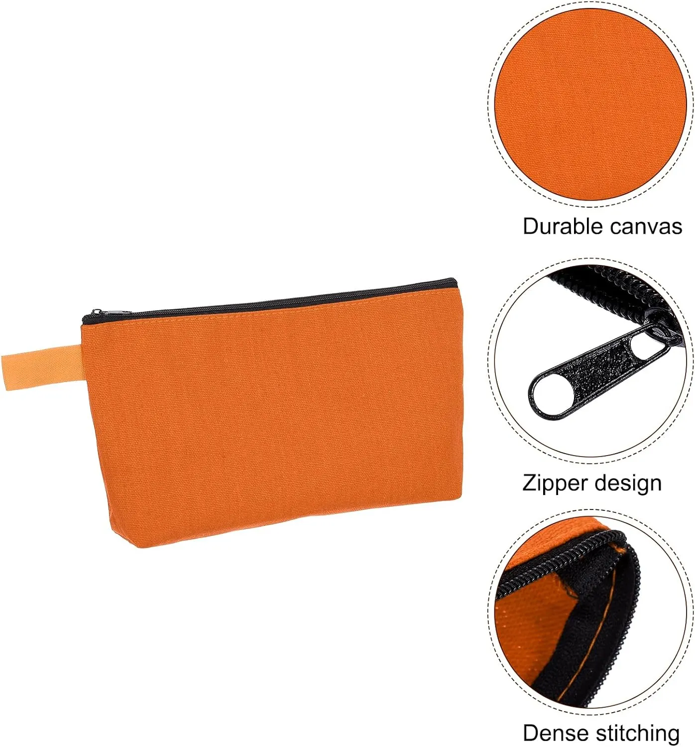 uxcell Canvas Makeup Bags, 30 Pcs Travel Cosmetic Bags Bulk, Multipurpose Plain Toiletry Zipper Pouches Blank DIY Craft Bags Pencil Bag for Women Teens, Orange
