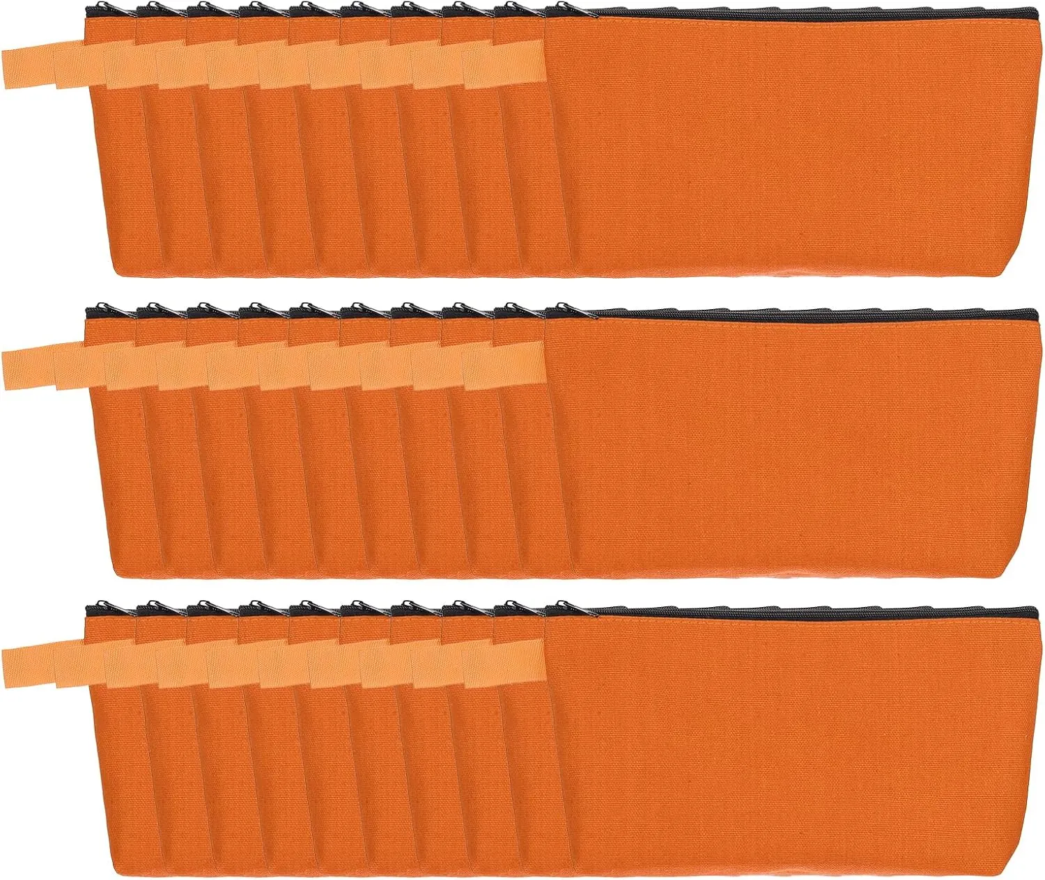 uxcell Canvas Makeup Bags, 30 Pcs Travel Cosmetic Bags Bulk, Multipurpose Plain Toiletry Zipper Pouches Blank DIY Craft Bags Pencil Bag for Women Teens, Orange