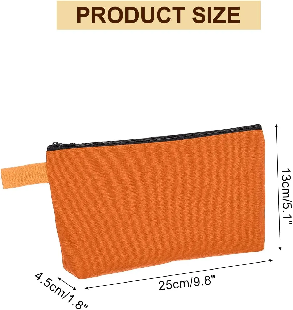 uxcell Canvas Makeup Bags, 30 Pcs Travel Cosmetic Bags Bulk, Multipurpose Plain Toiletry Zipper Pouches Blank DIY Craft Bags Pencil Bag for Women Teens, Orange