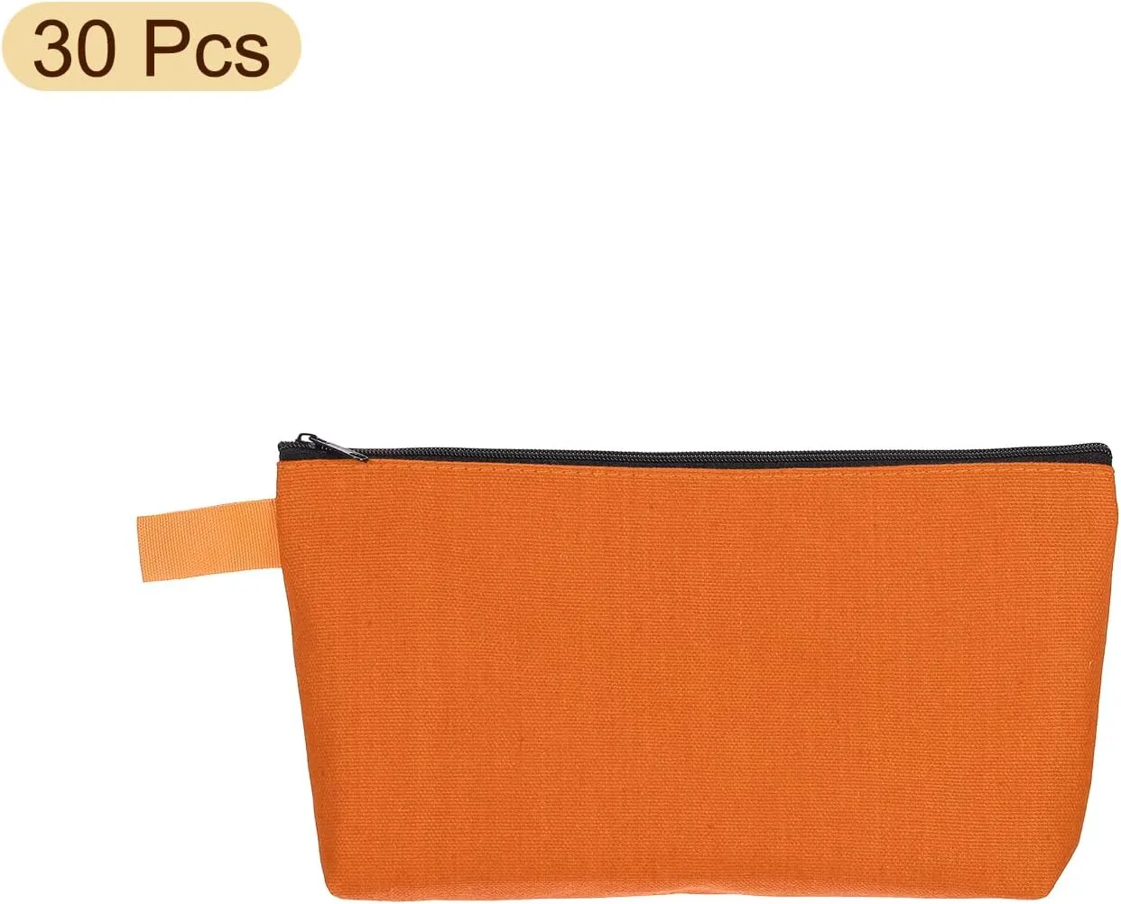 uxcell Canvas Makeup Bags, 30 Pcs Travel Cosmetic Bags Bulk, Multipurpose Plain Toiletry Zipper Pouches Blank DIY Craft Bags Pencil Bag for Women Teens, Orange