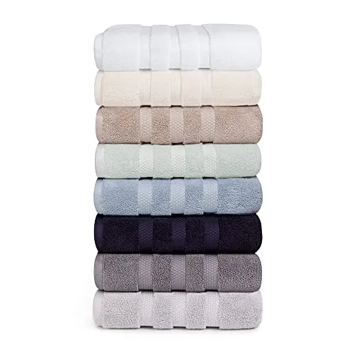 Vivendi 8-Piece Towel Set, 100% Cotton, Infinity Zero Twist (2 Bath Towels, 2 Hand Towels, 4 Wash Towels) Super Soft, Highly Absorbent Towels for Bathroom (Linen)