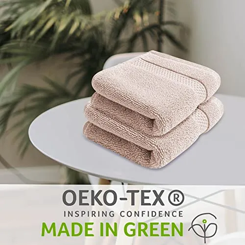 Vivendi 8-Piece Towel Set, 100% Cotton, Infinity Zero Twist (2 Bath Towels, 2 Hand Towels, 4 Wash Towels) Super Soft, Highly Absorbent Towels for Bathroom (Linen)