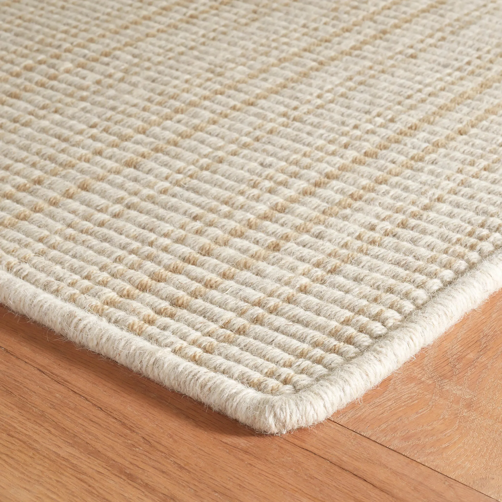 Warren Ticking Gold Woven Wool Custom Rug Swatch With Attached Rug Pad