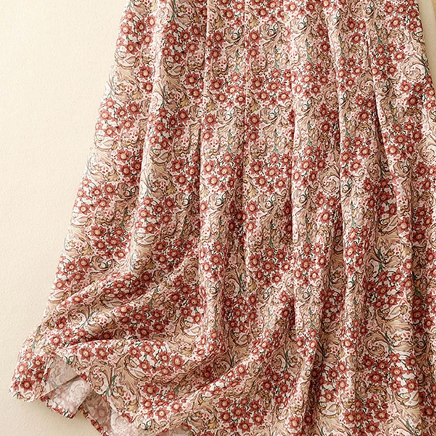 Women Boho Floral A-Line Skirt Summer Flowy Pleated Midi Skirts Elastic High Waisted Casual Vacation Beach Skirt