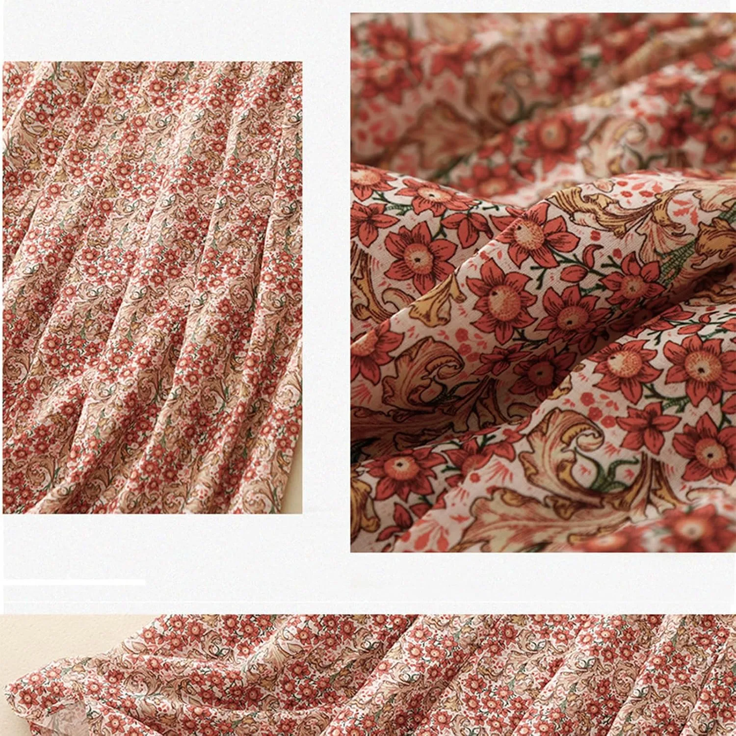 Women Boho Floral A-Line Skirt Summer Flowy Pleated Midi Skirts Elastic High Waisted Casual Vacation Beach Skirt