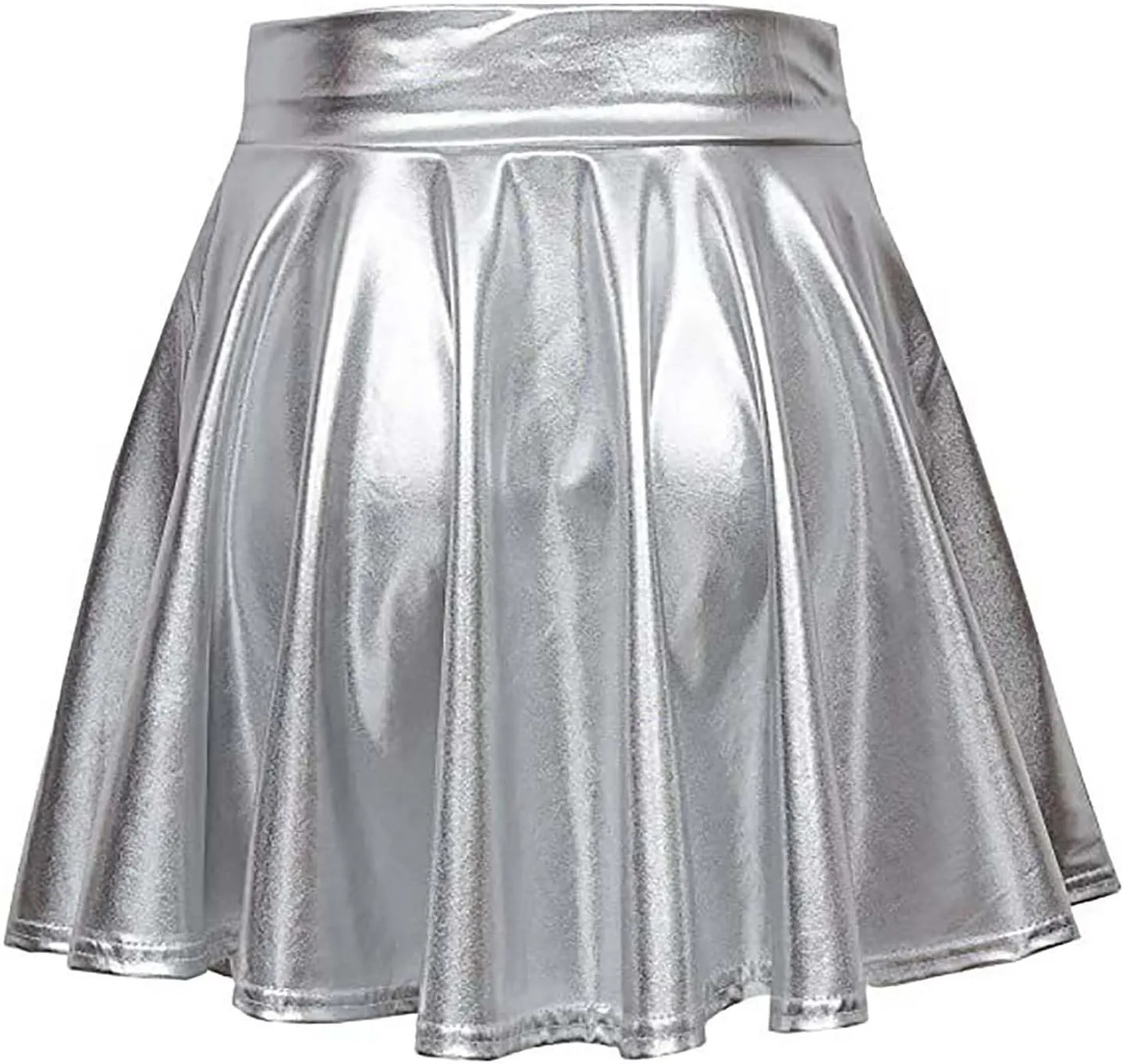 Women Faux Leather Mini Skirts Night Out Disco Short Skirt Sexy Performance Stage Pleated Skirt PU-Leather Skirts