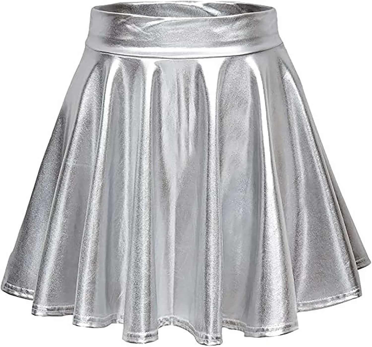 Women Faux Leather Mini Skirts Night Out Disco Short Skirt Sexy Performance Stage Pleated Skirt PU-Leather Skirts