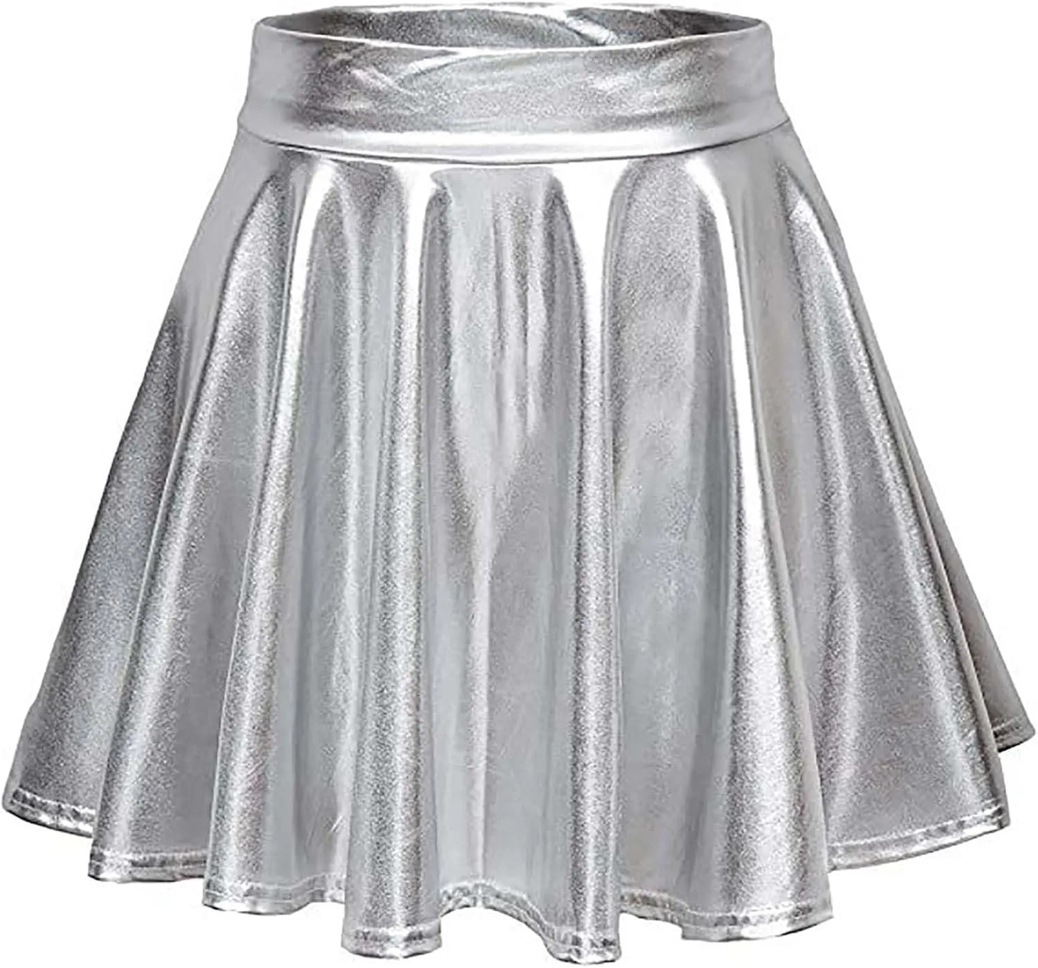 Women Faux Leather Mini Skirts Night Out Disco Short Skirt Sexy Performance Stage Pleated Skirt PU-Leather Skirts