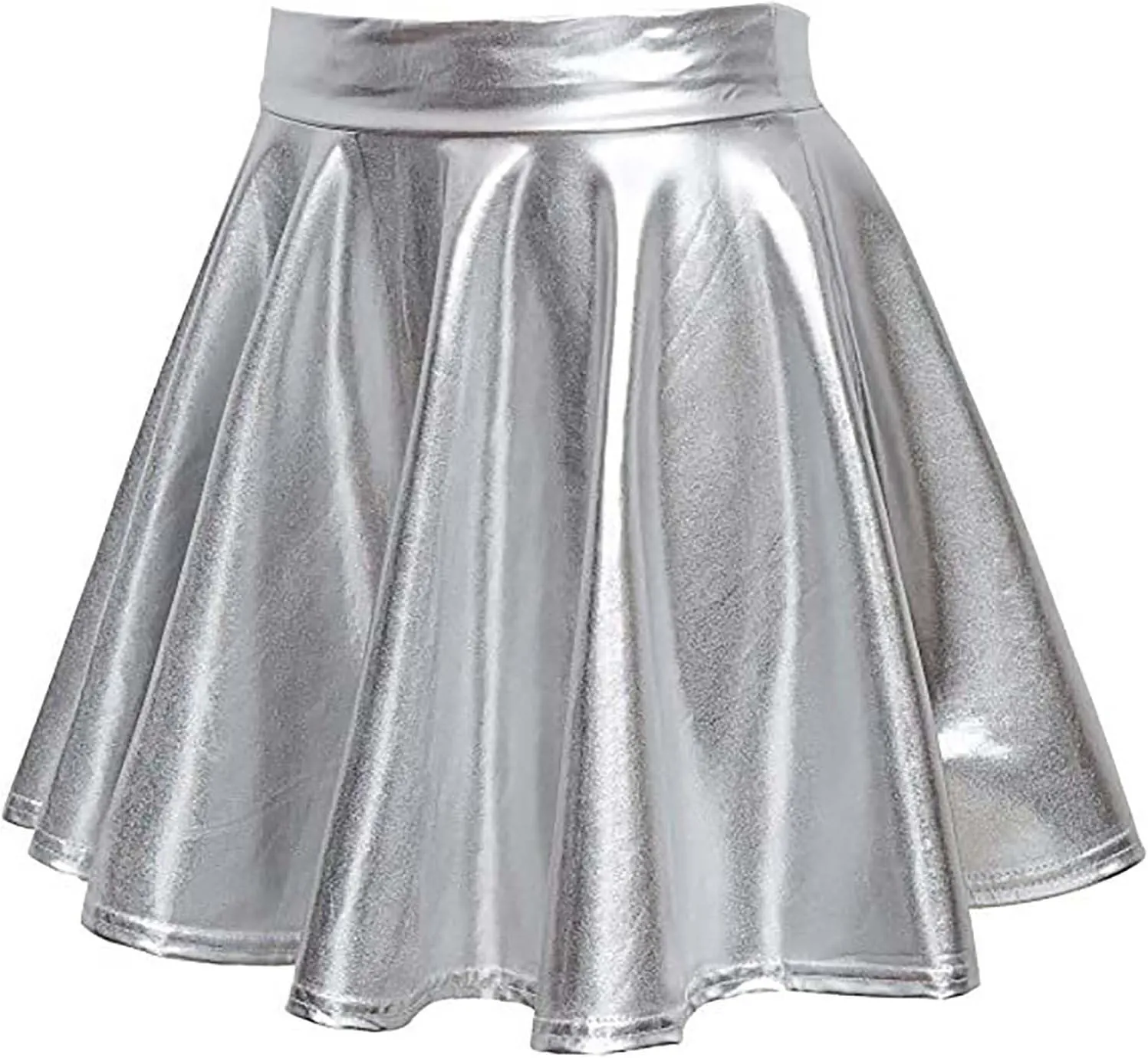 Women Faux Leather Mini Skirts Night Out Disco Short Skirt Sexy Performance Stage Pleated Skirt PU-Leather Skirts