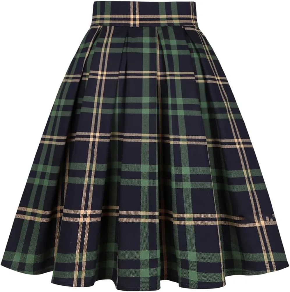 Women Gothic Floral Printed Pleated Skirt Summer High Waist Korean Harajuku Japanese Pinup Retro Vintage Midi Skirts
