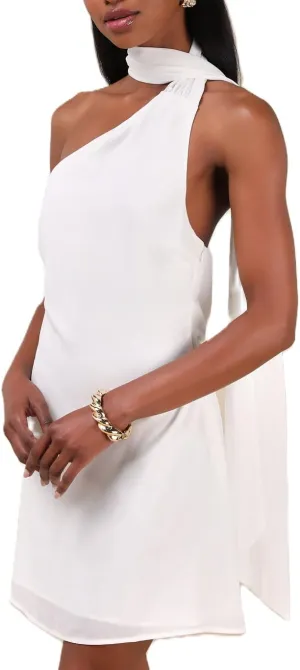 Women Halter Neck Mini Bodycon Dress with Scarf Sexy Backless Silk Satin Short Dress Club Party Dresses