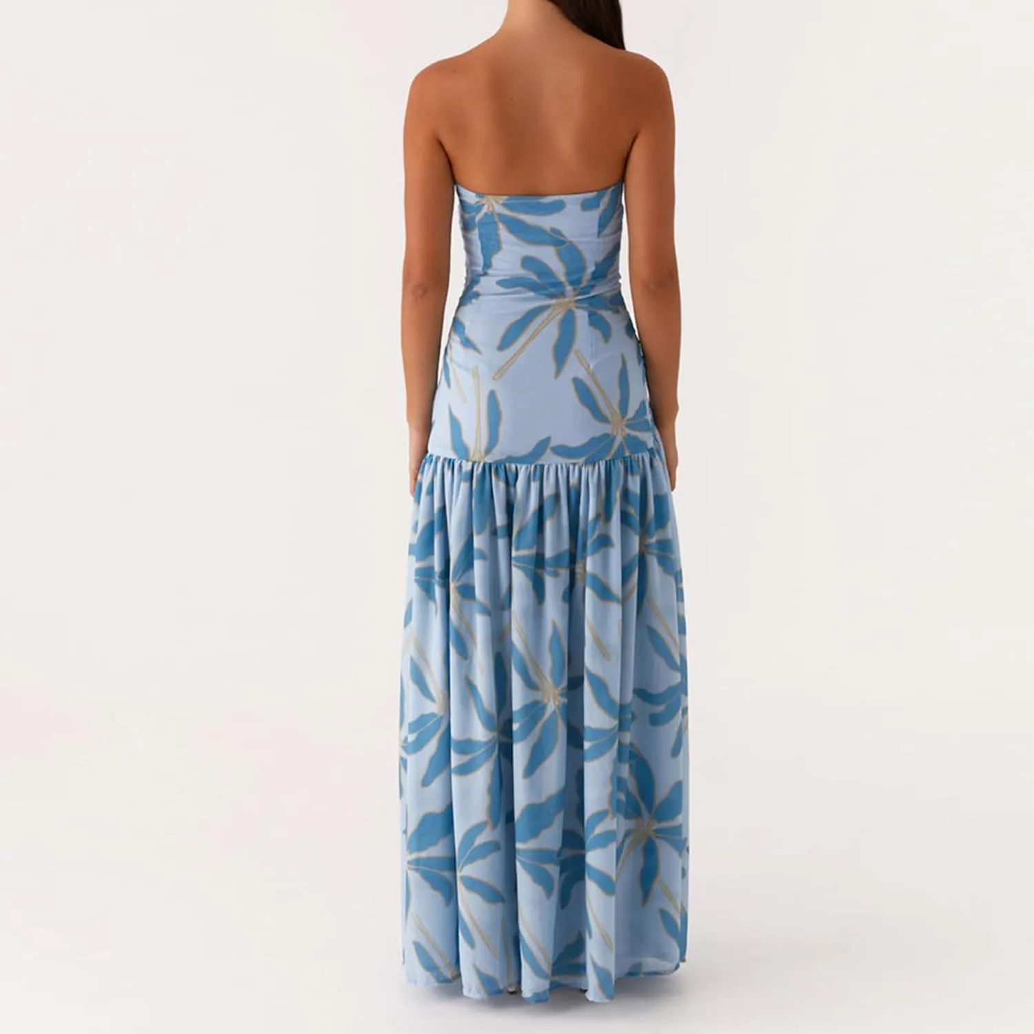 Women Y2k Satin Tube Maxi Dress Cut Out Backless Bodycon Strapless Dresses Cocktail 2025 Summer Beach Sundress