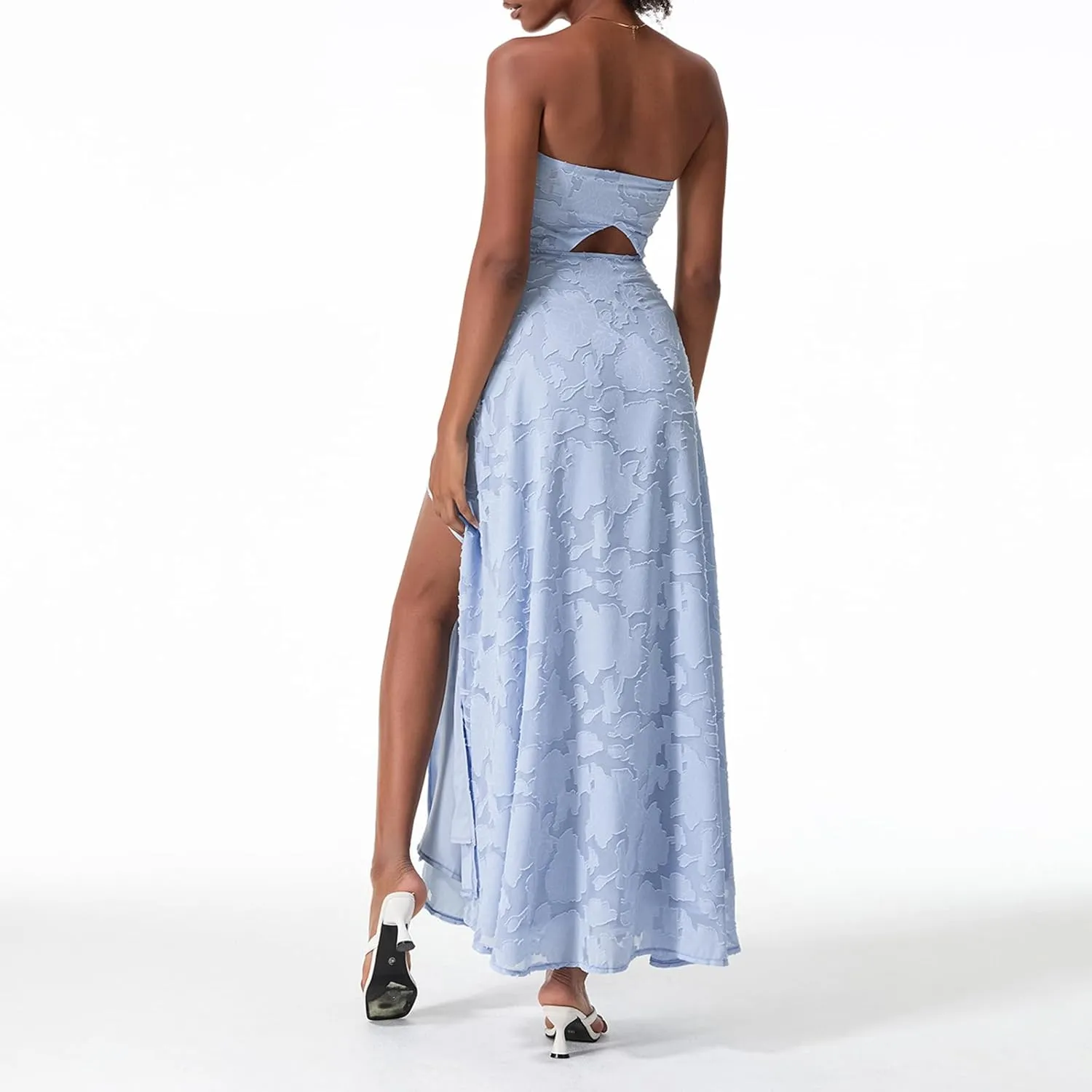 Women Y2k Satin Tube Maxi Dress Cut Out Backless Bodycon Strapless Dresses Cocktail 2025 Summer Beach Sundress