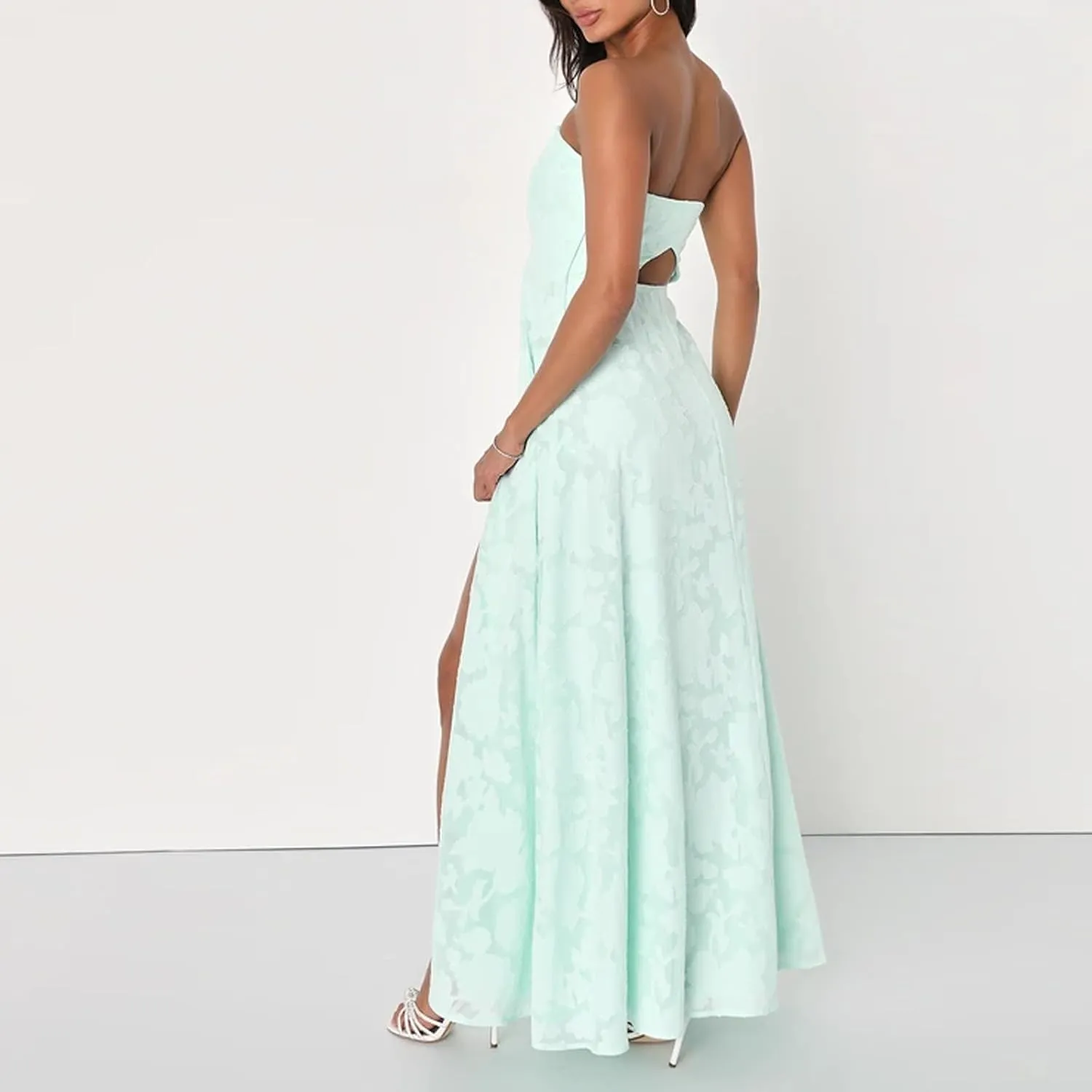 Women Y2k Satin Tube Maxi Dress Cut Out Backless Bodycon Strapless Dresses Cocktail 2025 Summer Beach Sundress