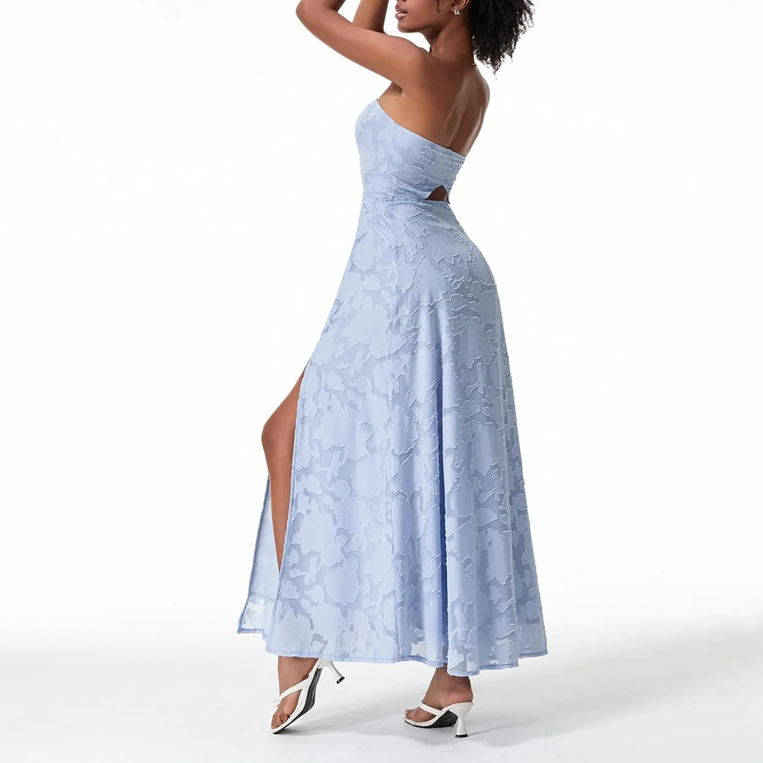 Women Y2k Satin Tube Maxi Dress Cut Out Backless Bodycon Strapless Dresses Cocktail 2025 Summer Beach Sundress