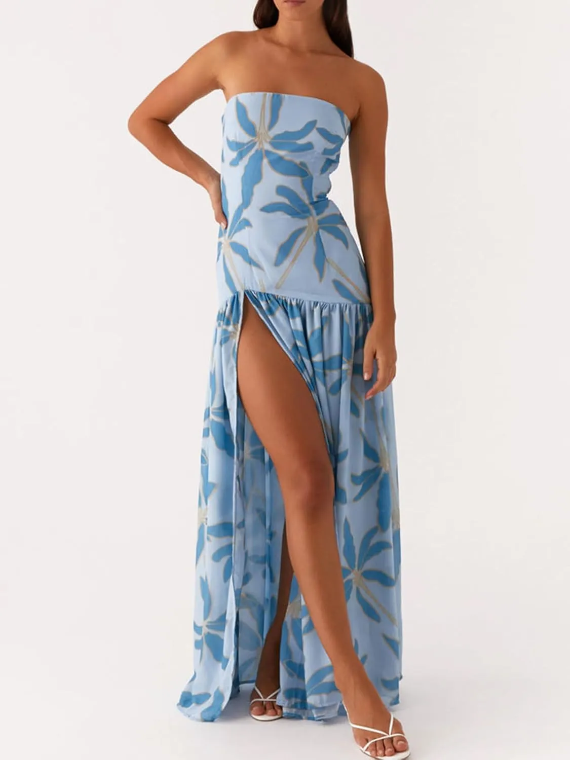 Women Y2k Satin Tube Maxi Dress Cut Out Backless Bodycon Strapless Dresses Cocktail 2025 Summer Beach Sundress