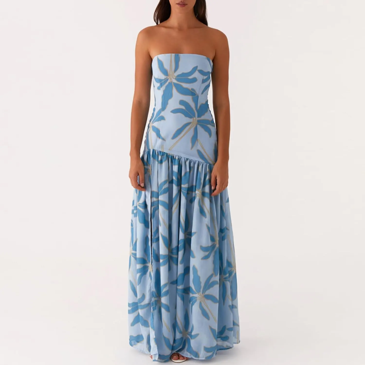 Women Y2k Satin Tube Maxi Dress Cut Out Backless Bodycon Strapless Dresses Cocktail 2025 Summer Beach Sundress