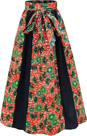 Women's African Wax Skirt Ankara Print Long Maxi Skirts with Pockets One Size