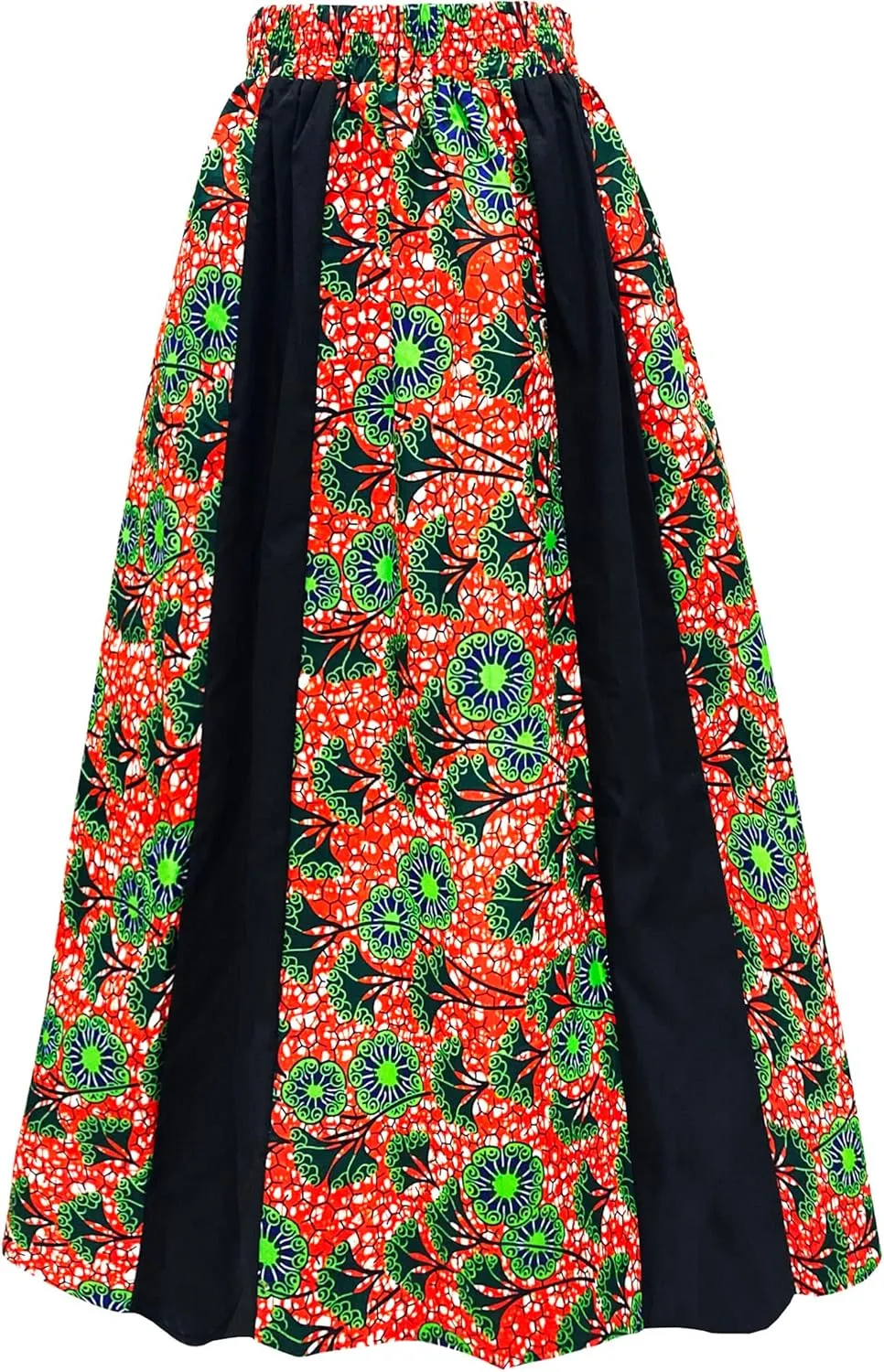 Women's African Wax Skirt Ankara Print Long Maxi Skirts with Pockets One Size