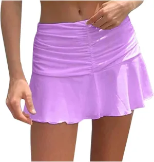 Women's Casual Sexy Trendy Fashion Solid Color Pleated High Waisted Midi Skirt Women's Fashion Skirt