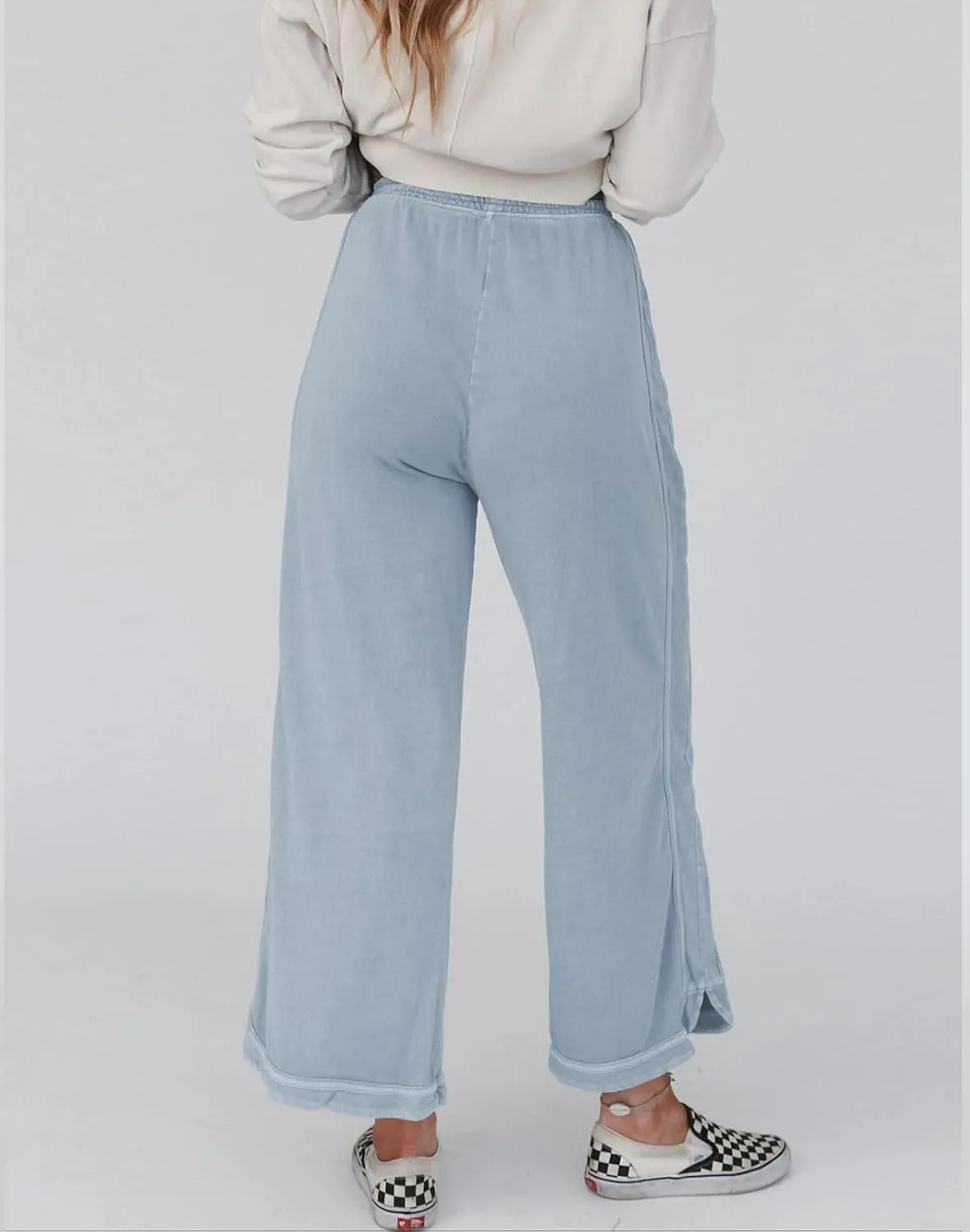 Womens Casual Wide Leg Sweatpants High Waisted Drawstring Palazzo Pants Summer Loose Lounge Pants with Pockets