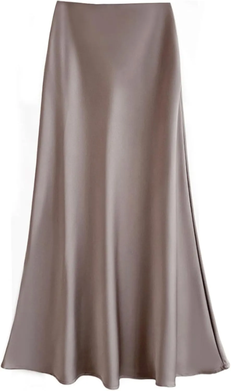 Women's Elegant Satin Skirts High Waisted Flared Casual Work Office Fishtail A Line Long Skirt