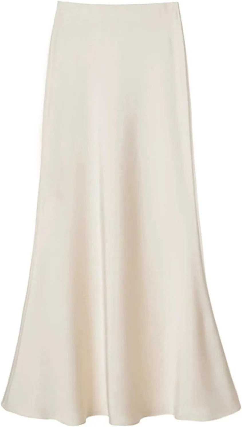 Women's Elegant Satin Skirts High Waisted Flared Casual Work Office Fishtail A Line Long Skirt