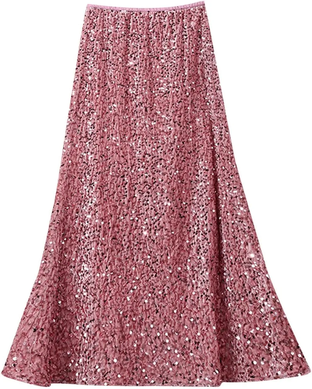 Women's Sequin Maxi Skirts Elastic High Waist Bodycon Long Mermaid Skirt Flared Wedding Party Formal Prom Skirts