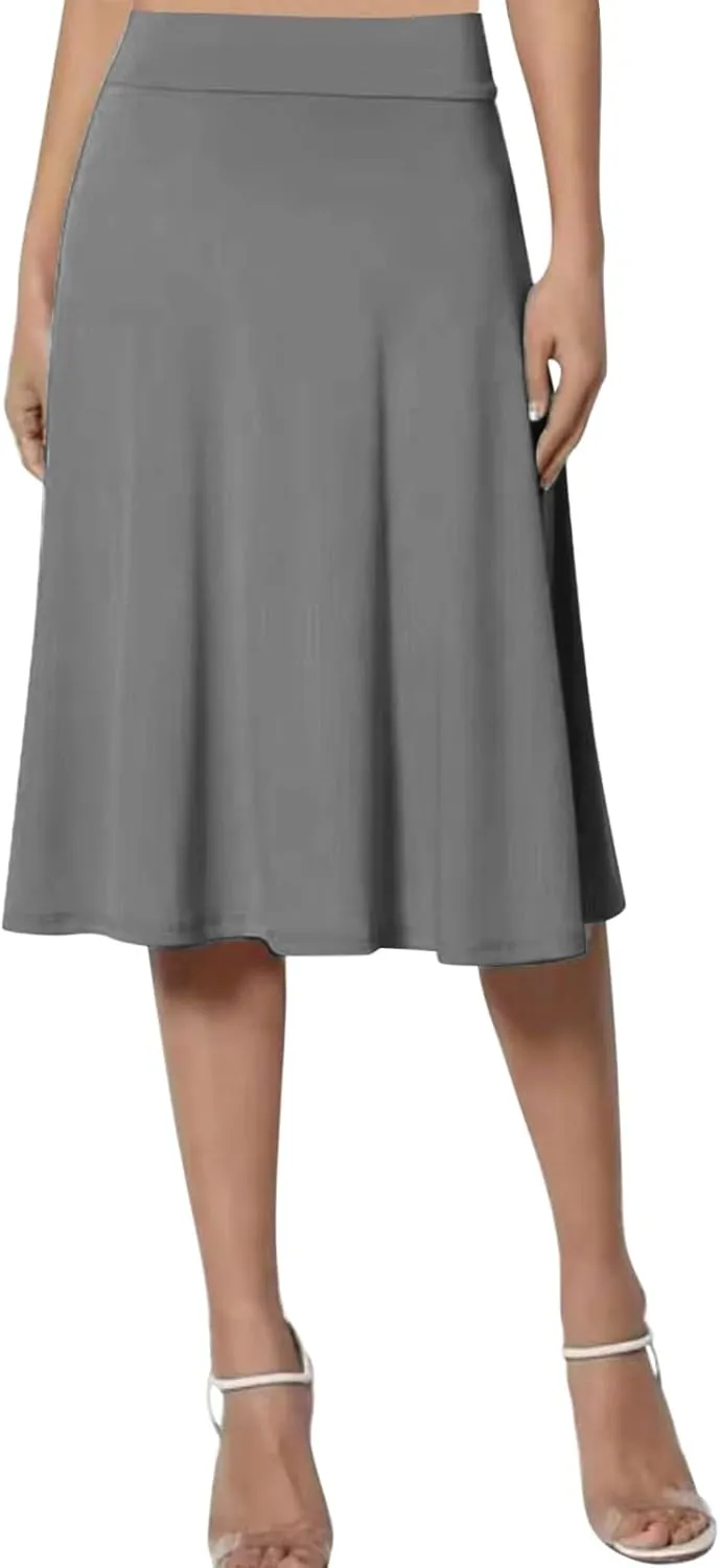 Womens Silk Skirt Vintage Satin Midi Wrap Skirts Elegant High Waisted A-Line Skirt Flare Plain Pleated Cocktail Party Skirt