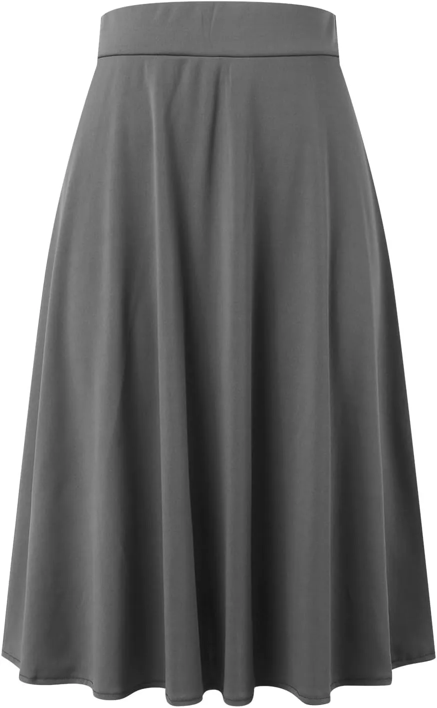 Womens Silk Skirt Vintage Satin Midi Wrap Skirts Elegant High Waisted A-Line Skirt Flare Plain Pleated Cocktail Party Skirt