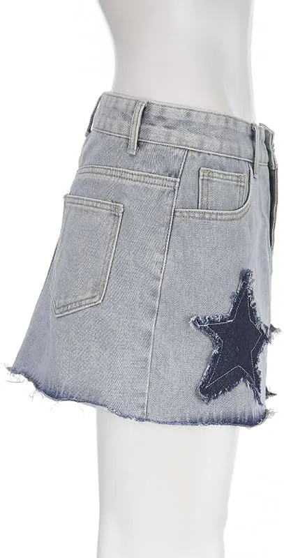 Y2K Denim Skirt Preppy Cute Skirt Aesthetic Y2K Skirt Dark Academia High Waisted A Line Skirt Fairy Grunge Streetwear