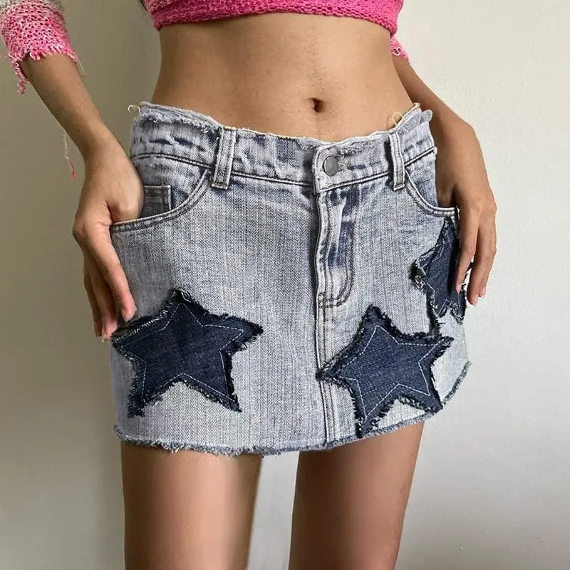Y2K Denim Skirt Preppy Cute Skirt Aesthetic Y2K Skirt Dark Academia High Waisted A Line Skirt Fairy Grunge Streetwear