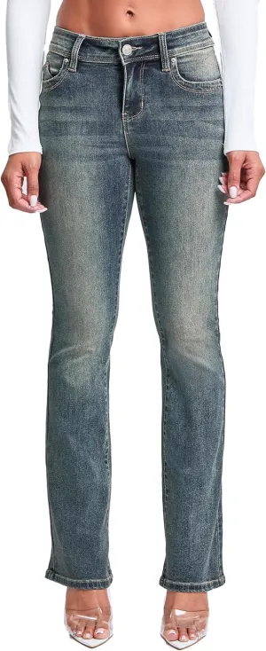 YMI Women's Wannabettabutt Mid Rise Bootcut Jeans